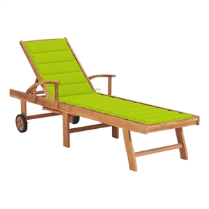 vidaXL Teak Wood Sun Lounger in Green