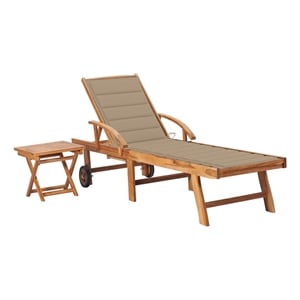 vidaXL Teak Wood Sun Lounger in Beige
