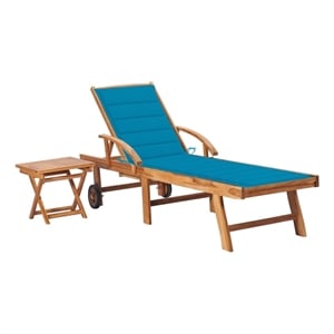vidaXL Teak Wood Sun Lounger in Blue