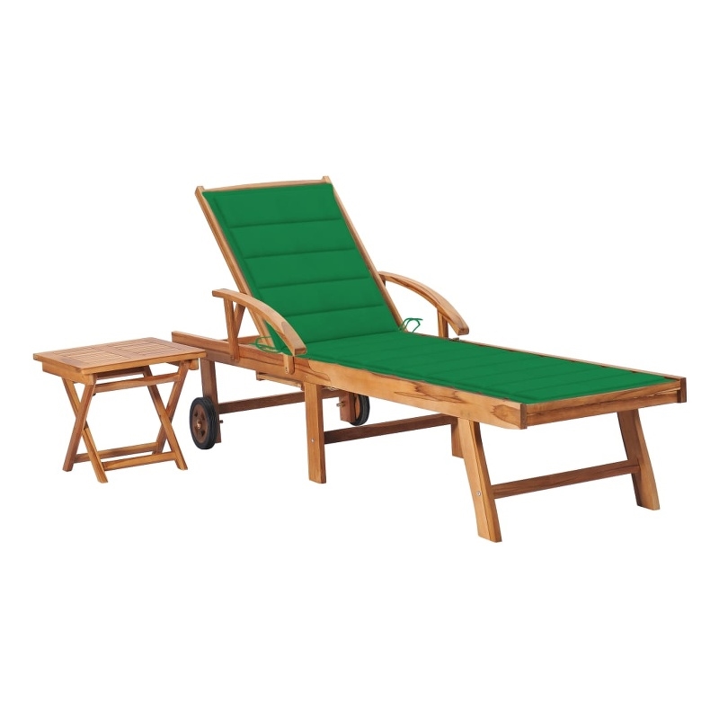 vidaXL Teak Wood Sun Lounger in Green