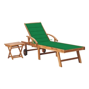 vidaXL Teak Wood Sun Lounger in Green