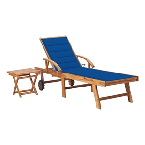 vidaXL Teak Wood Sun Lounger in Blue