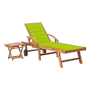 vidaXL Teak Wood Sun Lounger in Green