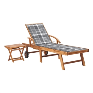 vidaXL Teak Wood Sun Lounger and Table