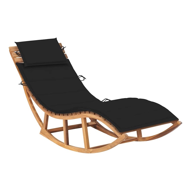 vidaXL Teak Wood Sun Lounger in Black