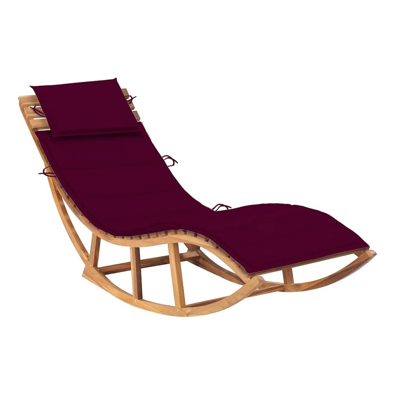 vidaXL Teak Wood Sun Lounger in Wine Red