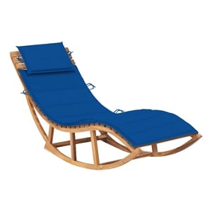 vidaXL Teak Wood Sun Lounger in Royal Blue
