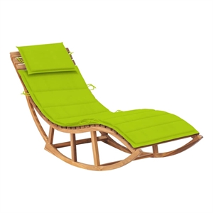 vidaXL Teak Wood Sun Lounger w/ Adjustable Armrests in Green