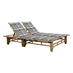 vidaXL 2-person Sun Lounger in Brown/Natural w/ Gray Cushions