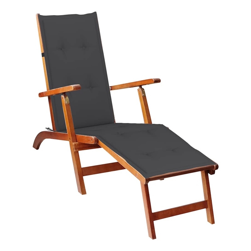vidaXL Solid Acacia wood Standard Foldable Deck Chair in Brown