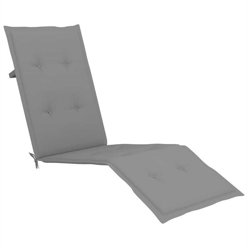 vidaXL Natural Wood Deck Chair  in Gray Cushion