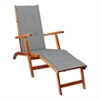 vidaXL Natural Wood Deck Chair  in Gray Cushion