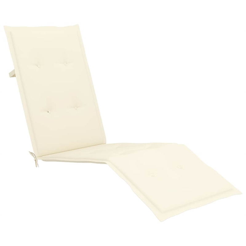vidaXL Standard Foldable Solid Acacia Wood Deck Chair in Cream