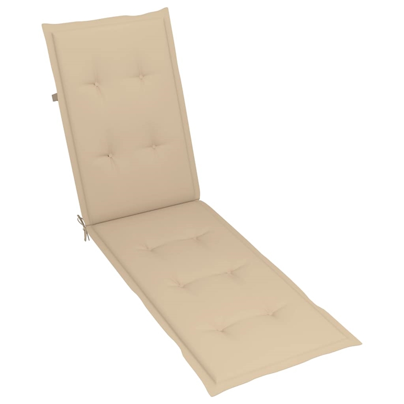 vidaXL Natural Wood Deck Chair in Beige Cushion