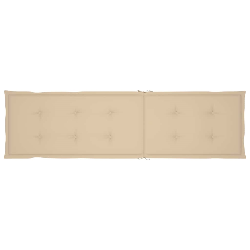 vidaXL Natural Wood Deck Chair in Beige Cushion