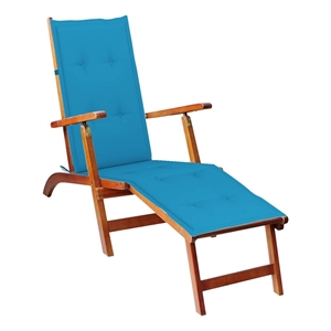 vidaXL Solid Acacia Wood Deck Chair in Blue
