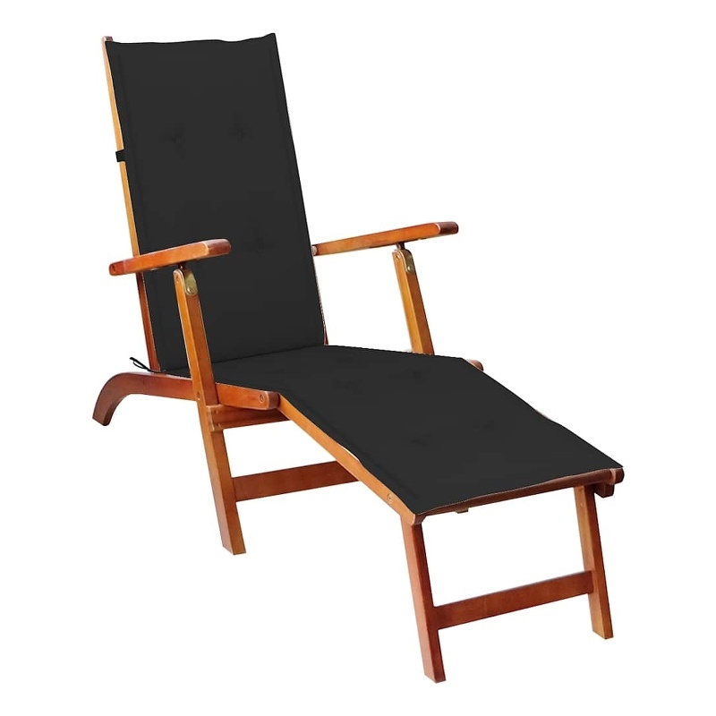 vidaXL Solid Acacia Wood Deck Chair in Natural