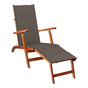 vidaXL Solid Acacia Wood Deck Chair in Taupe
