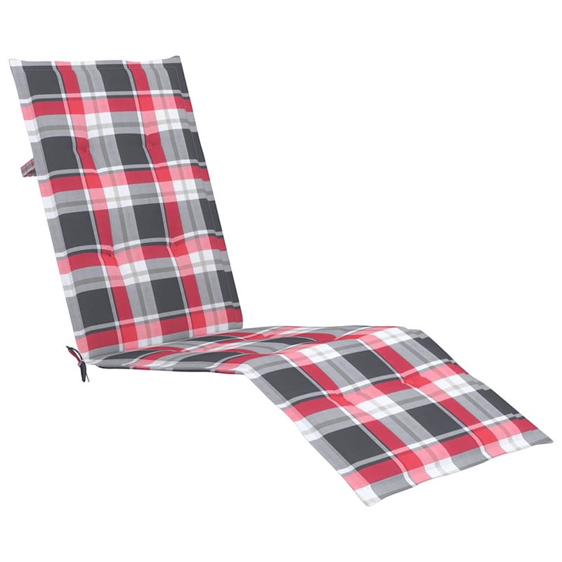 vidaXL Patio Deck Chair in Brown w/ Red & Gray Check