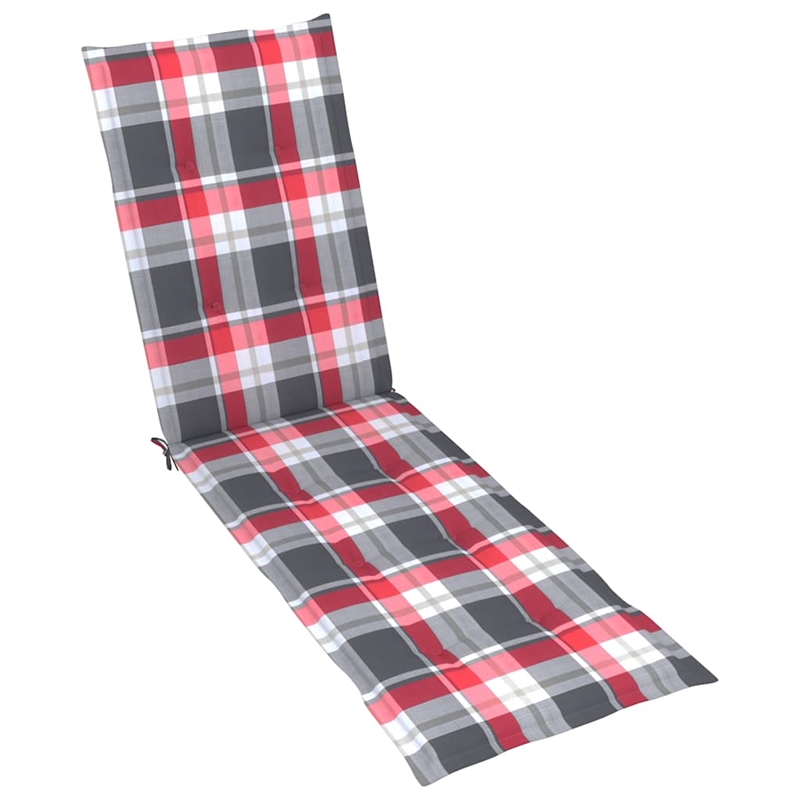 vidaXL Patio Deck Chair in Brown w/ Red & Gray Check