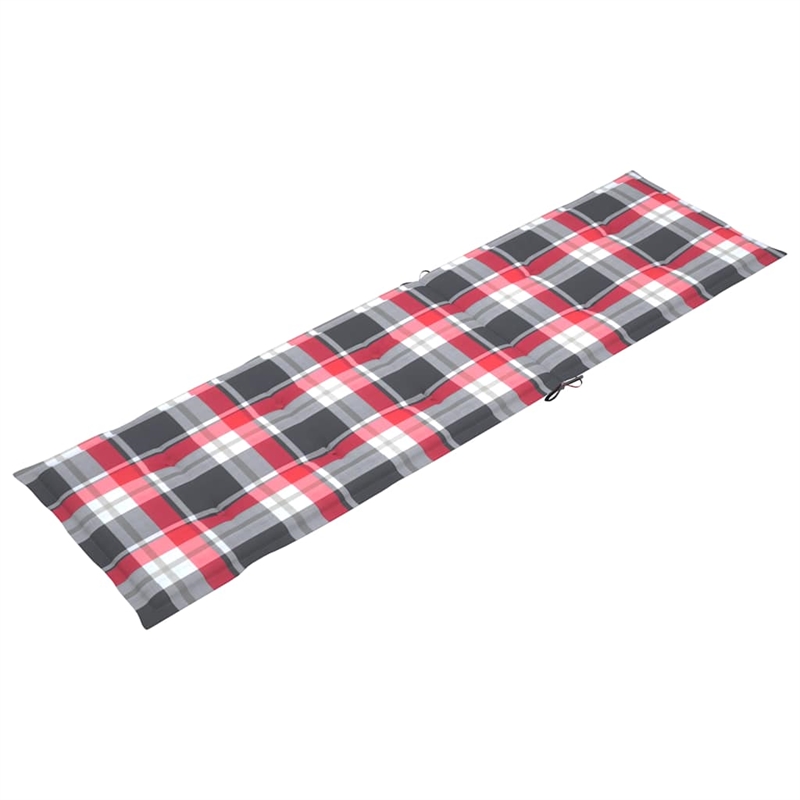 vidaXL Patio Deck Chair in Brown w/ Red & Gray Check