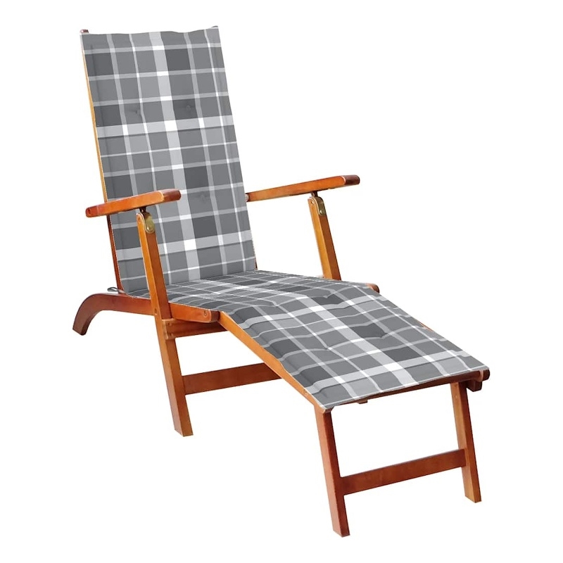 vidaXL Solid Acacia Wood Foldable Patio Deck Chair in Brown