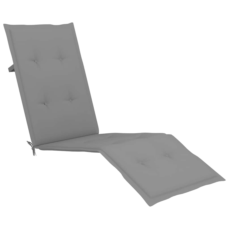 vidaXL Solid Acacia Wood Deck Chair in Gray