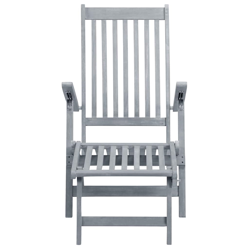 vidaXL Solid Acacia Wood Patio Deck Chair in Gray