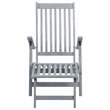 vidaXL Solid Acacia Wood Patio Deck Chair with Footrest and Cushion