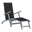 vidaXL Solid Acacia Wood Patio Deck Chair with Footrest and Cushion
