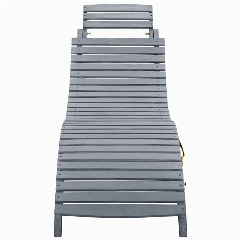 vidaXL Foldable Solid Acacia Wood Sun Lounger in Gray