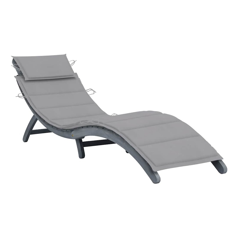 vidaXL Solid Acacia Wood Sun Lounger in Gray