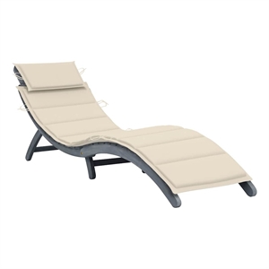 vidaXL Standard Collapsible Solid Acacia Wood Sun Lounger in Gray