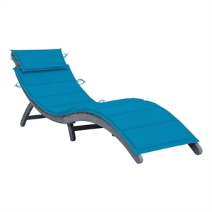 vidaXL Solid Acacia Wood Sun Lounger in Gray Cushion