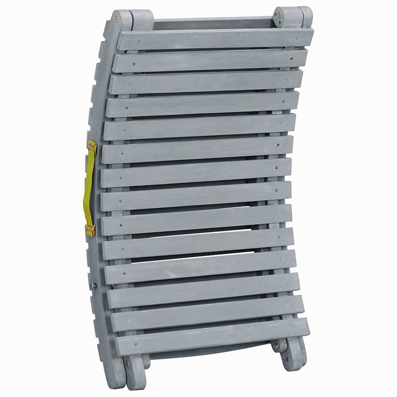 vidaXL Solid Acacia Wood Large Foldable Sun Lounger in Gray