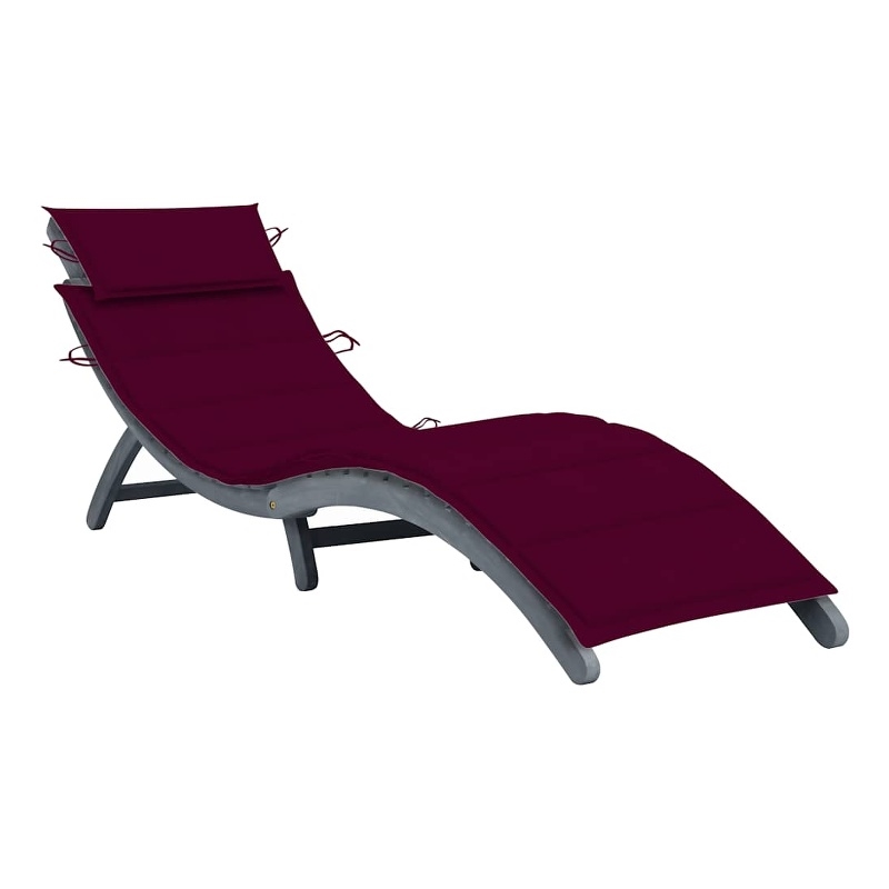 vidaXL Solid Acacia Wood Sun Lounger with Gray Cushion