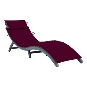 vidaXL Solid Acacia Wood Sun Lounger with Gray Cushion