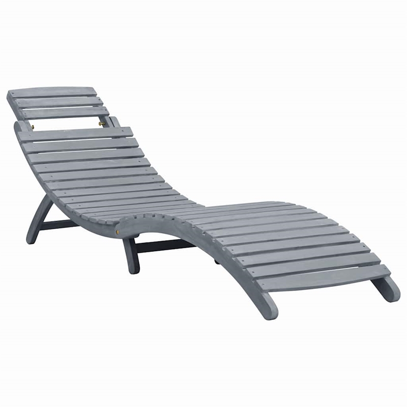 vidaXL Foldable Solid Acacia Wood Sun Lounger in Gray