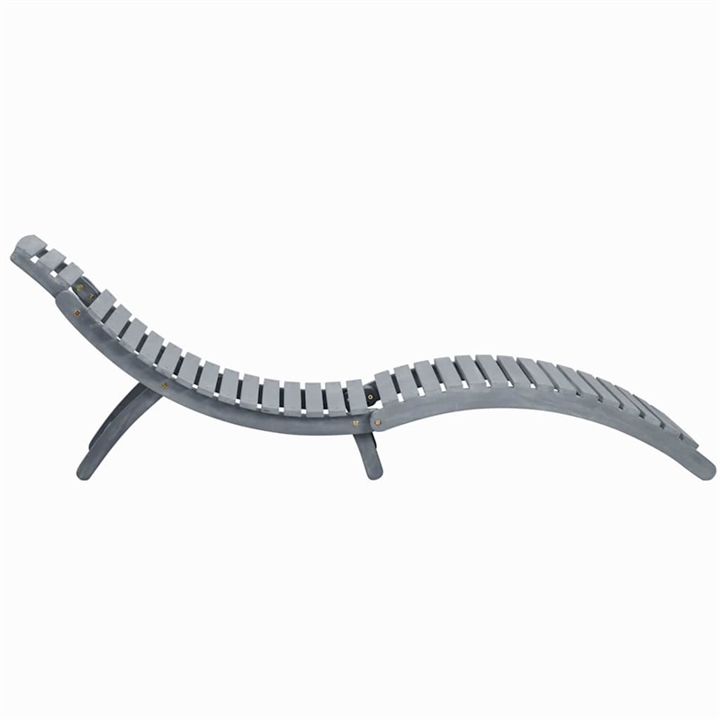 vidaXL Foldable Solid Acacia Wood Sun Lounger in Gray