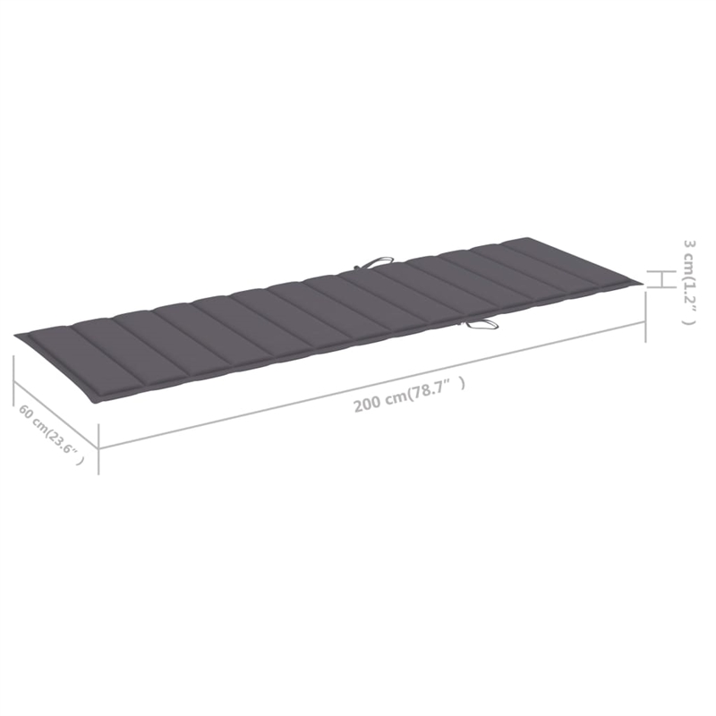 vidaXL Solid Acacia Wood Sun Lounger in Anthracite