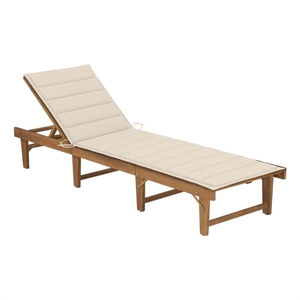 vidaXL 78.7&quot Solid Acacia Wood Sun Lounger in Cream