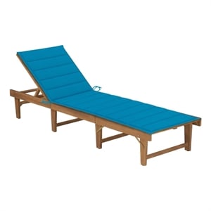 vidaXL Solid Acacia Wood Foldable Sun Lounger in Blue