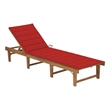 vidaXL Solid Acacia Wood Sun Lounger in Red Cushion