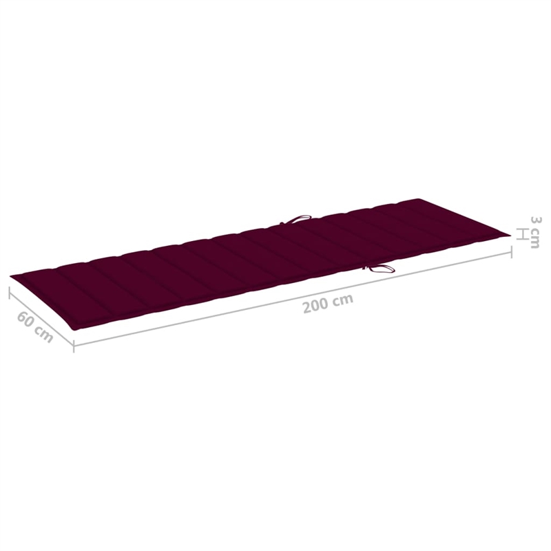 vidaXL Sun Lounger in Wine Red Cushion