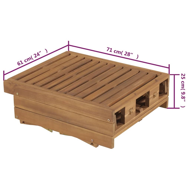 vidaXL Solid Acacia Wood Sun Lounger in Green