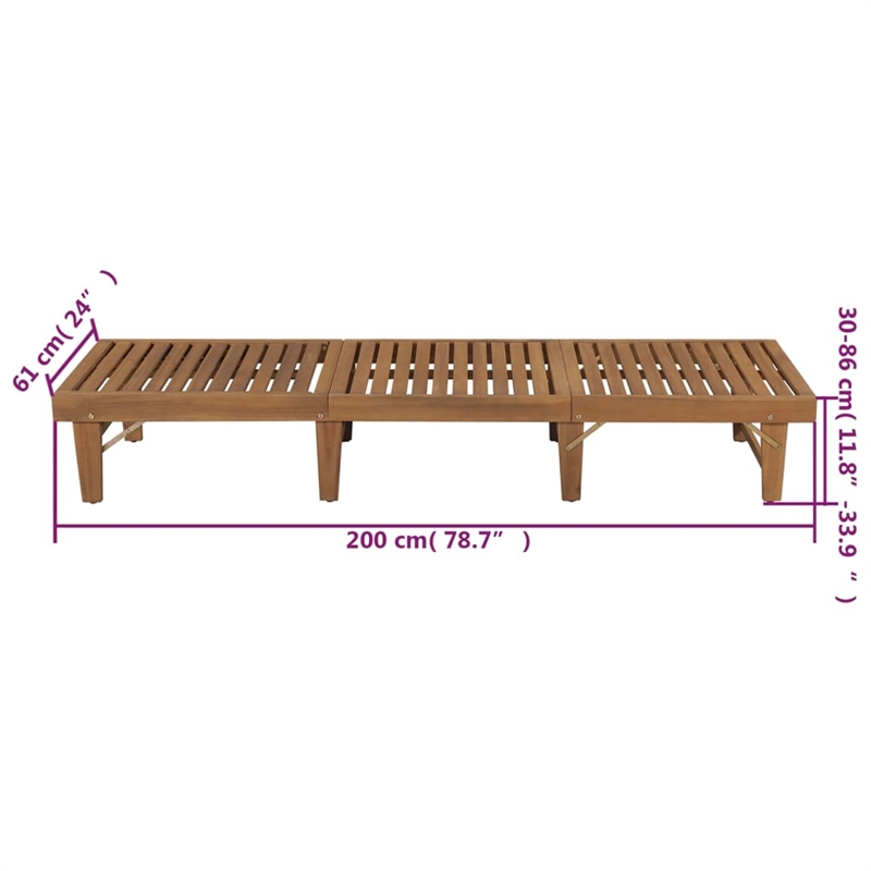 vidaXL Solid Acacia Wood Sun Lounger in Green