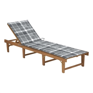 vidaXL Solid Acacia Wood Sun Lounger in Gray Cushion