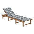 vidaXL Solid Acacia Wood Sun Lounger in Gray Cushion