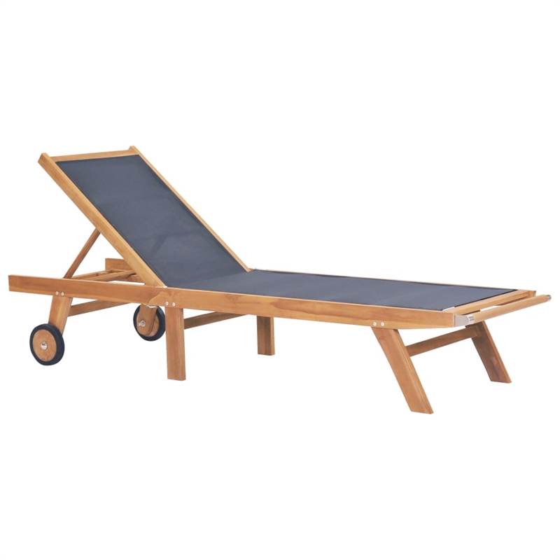 vidaXL Teak wood Foldable Sun Lounger in Brown