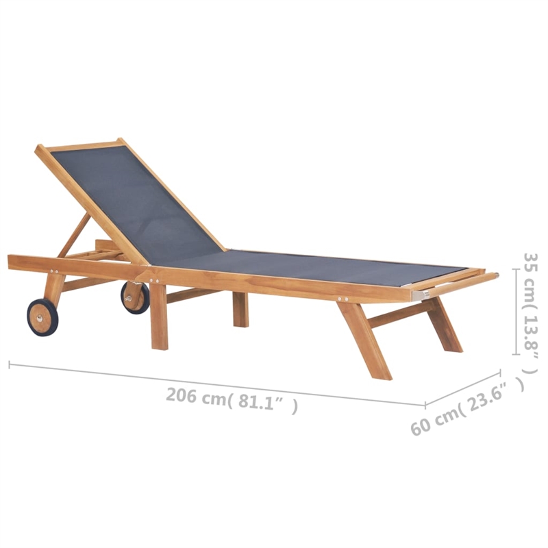 vidaXL Teak wood Foldable Sun Lounger in Brown